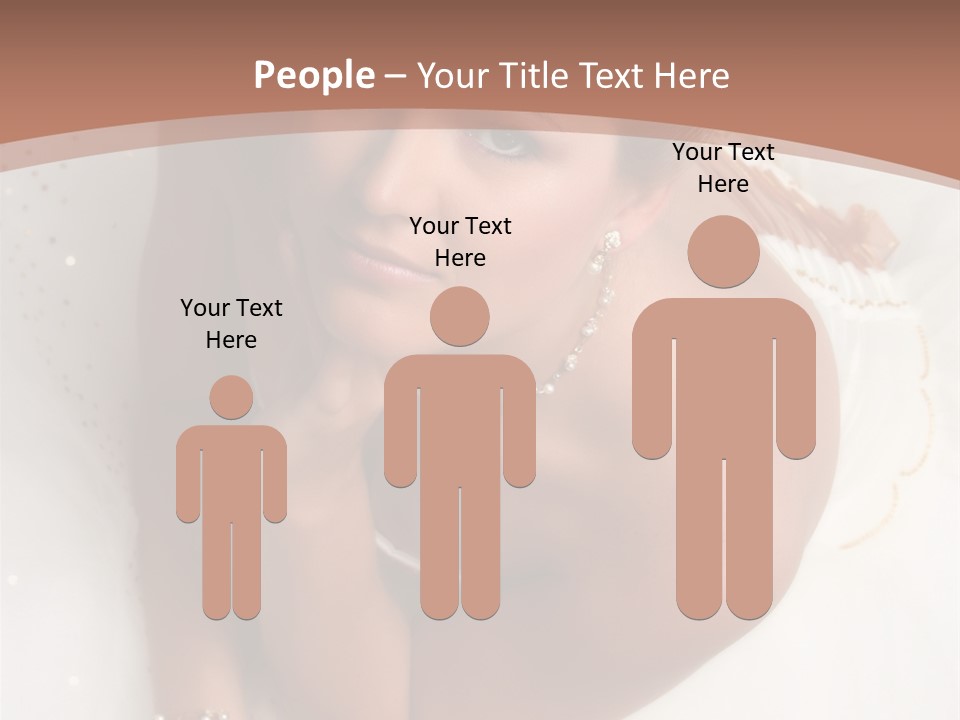 Bride Sitting On Floor Looking Up At Camera. Soft Dreamy Look, Sharp Eyes And Facial Features PowerPoint Template