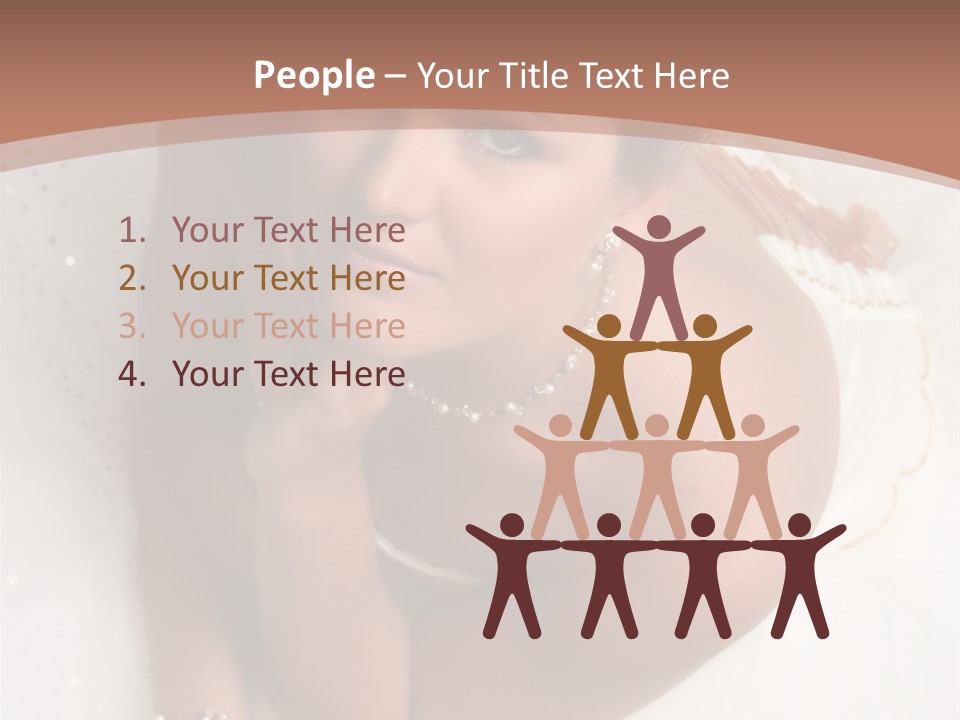 Bride Sitting On Floor Looking Up At Camera. Soft Dreamy Look, Sharp Eyes And Facial Features PowerPoint Template