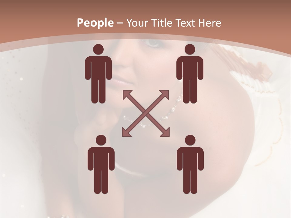 Bride Sitting On Floor Looking Up At Camera. Soft Dreamy Look, Sharp Eyes And Facial Features PowerPoint Template