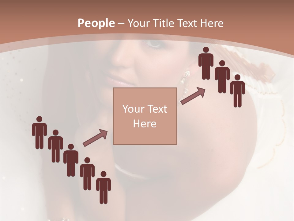 Bride Sitting On Floor Looking Up At Camera. Soft Dreamy Look, Sharp Eyes And Facial Features PowerPoint Template