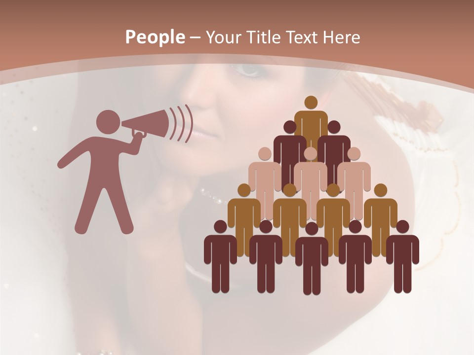 Bride Sitting On Floor Looking Up At Camera. Soft Dreamy Look, Sharp Eyes And Facial Features PowerPoint Template