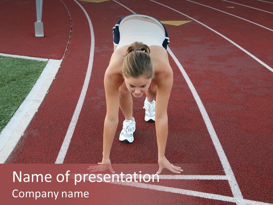 A Pretty Woman At The Starting Line Ready To Race PowerPoint Template
