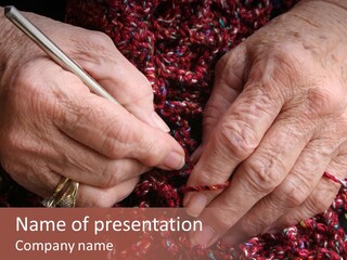 Senior Or Grandmother's Hands Crocheting PowerPoint Template