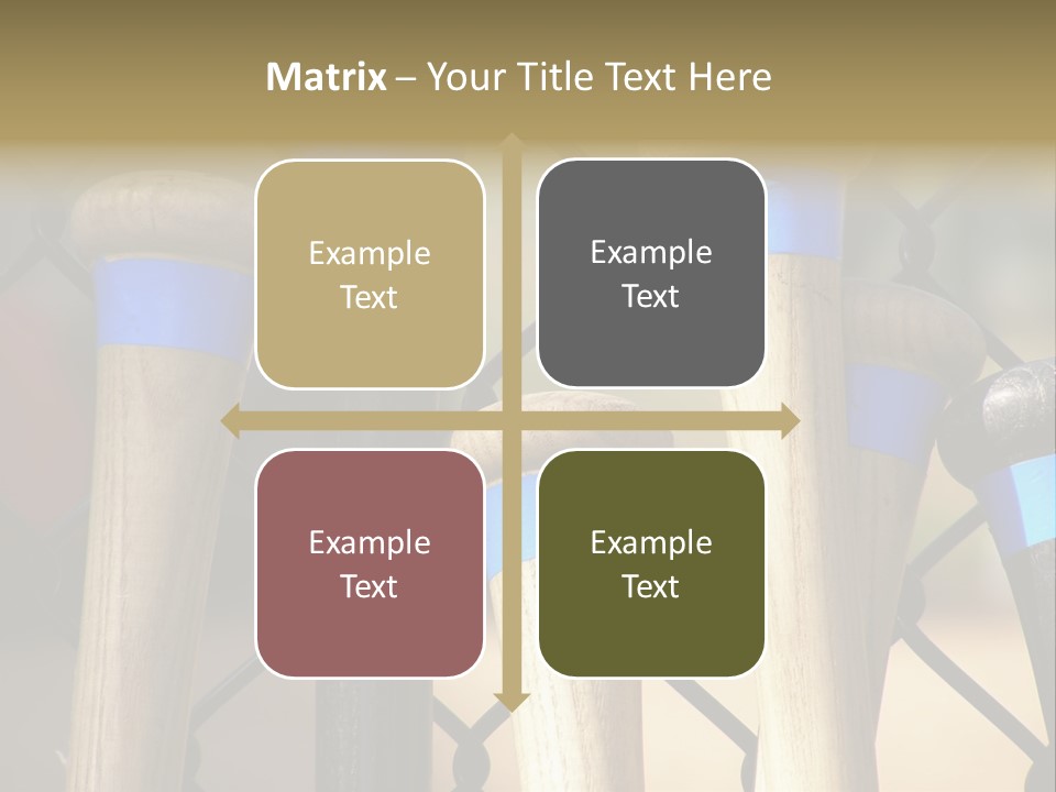 Baseball Bats Leaning Against A Batting Cage Fence. PowerPoint Template