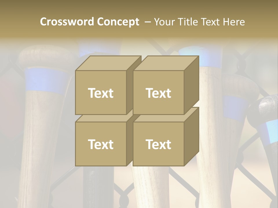 Baseball Bats Leaning Against A Batting Cage Fence. PowerPoint Template
