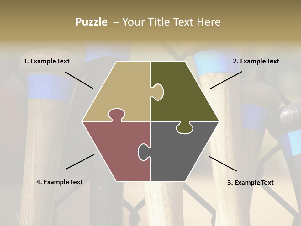 Baseball Bats Leaning Against A Batting Cage Fence. PowerPoint Template