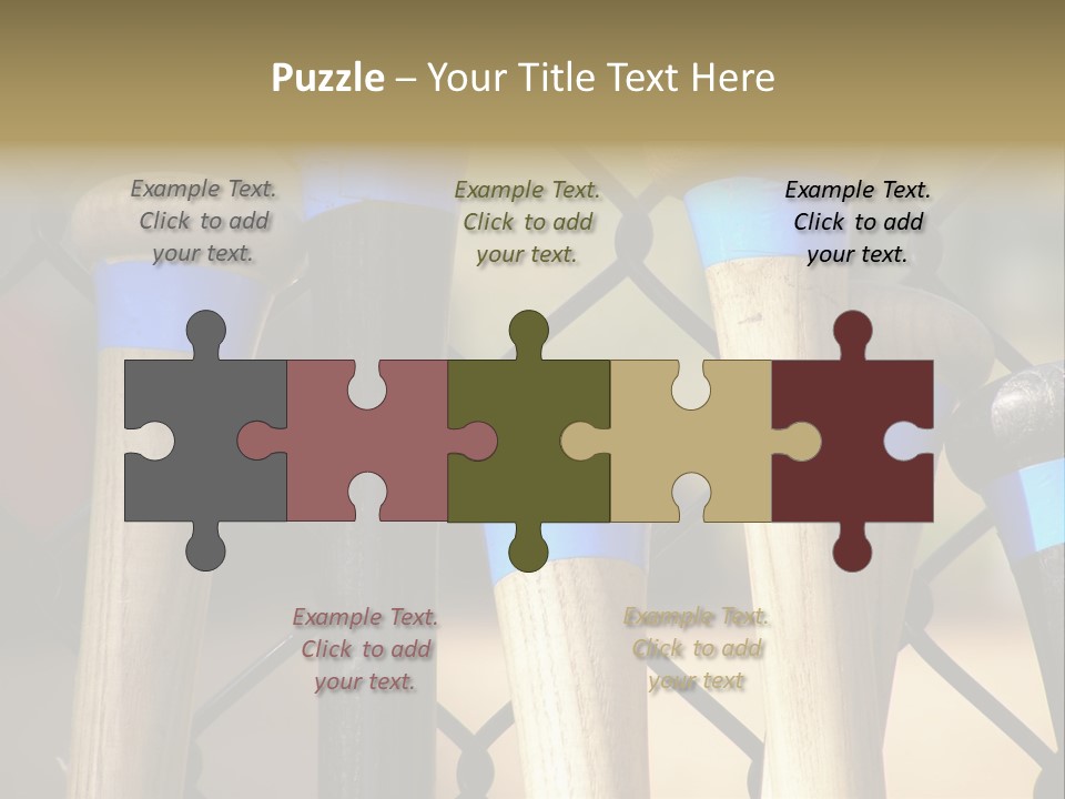 Baseball Bats Leaning Against A Batting Cage Fence. PowerPoint Template