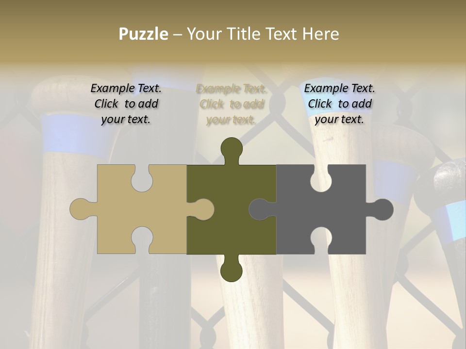 Baseball Bats Leaning Against A Batting Cage Fence. PowerPoint Template