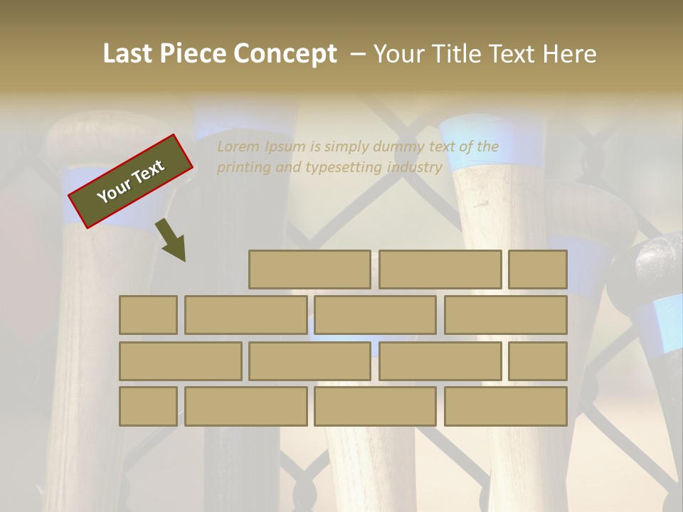 Baseball Bats Leaning Against A Batting Cage Fence. PowerPoint Template