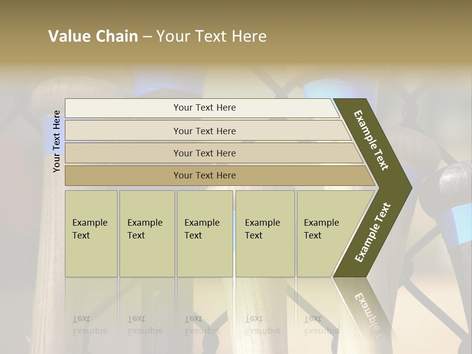 Baseball Bats Leaning Against A Batting Cage Fence. PowerPoint Template