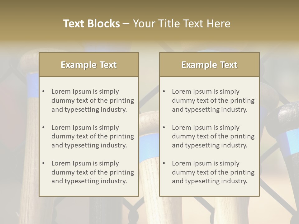 Baseball Bats Leaning Against A Batting Cage Fence. PowerPoint Template