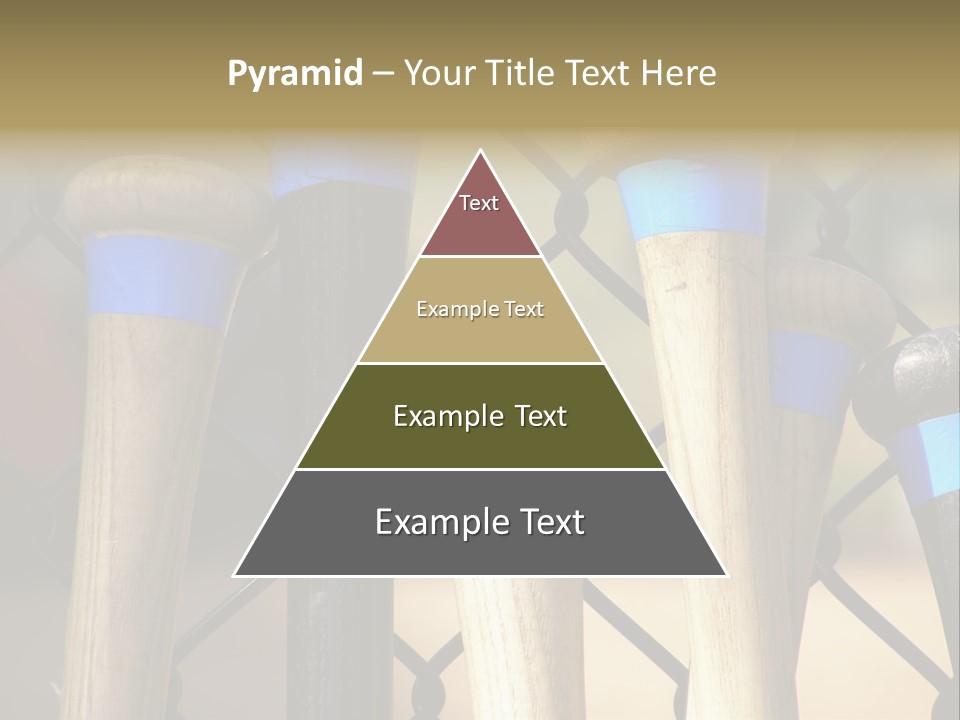 Baseball Bats Leaning Against A Batting Cage Fence. PowerPoint Template