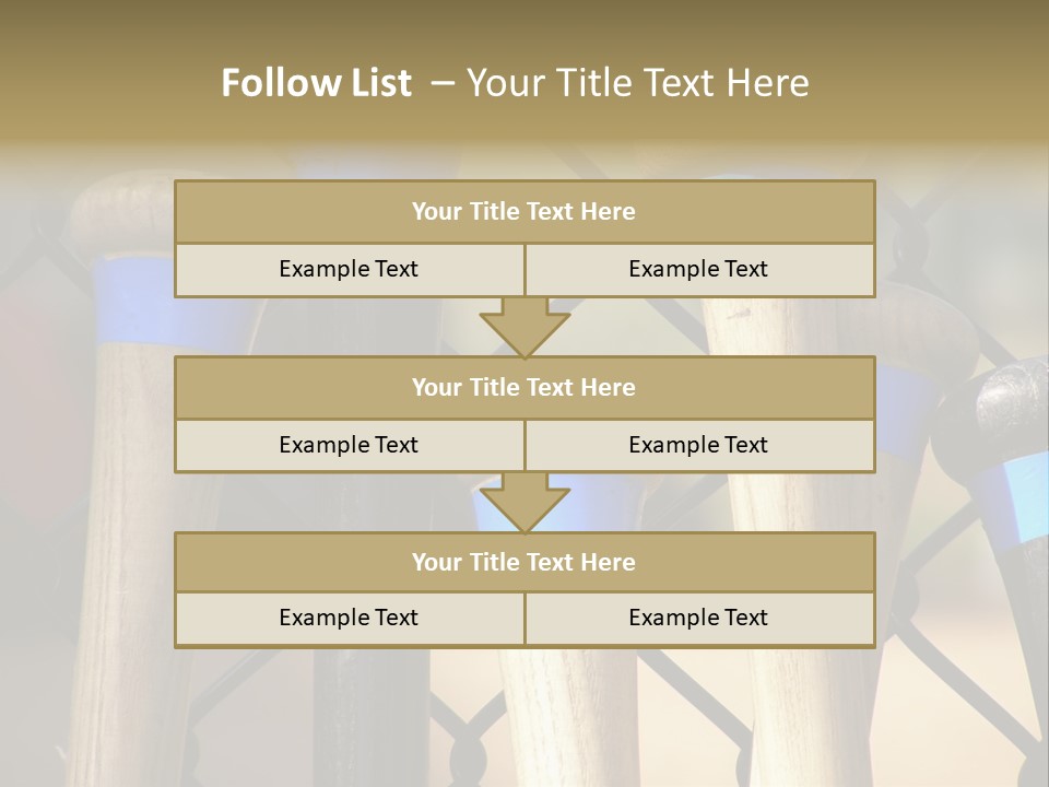 Baseball Bats Leaning Against A Batting Cage Fence. PowerPoint Template