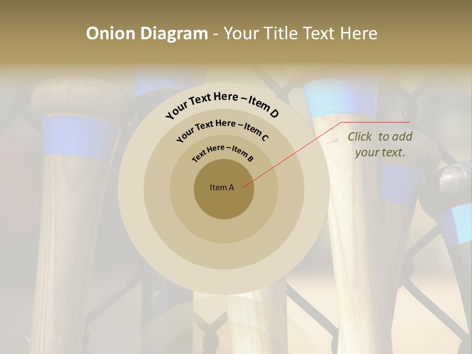 Baseball Bats Leaning Against A Batting Cage Fence. PowerPoint Template