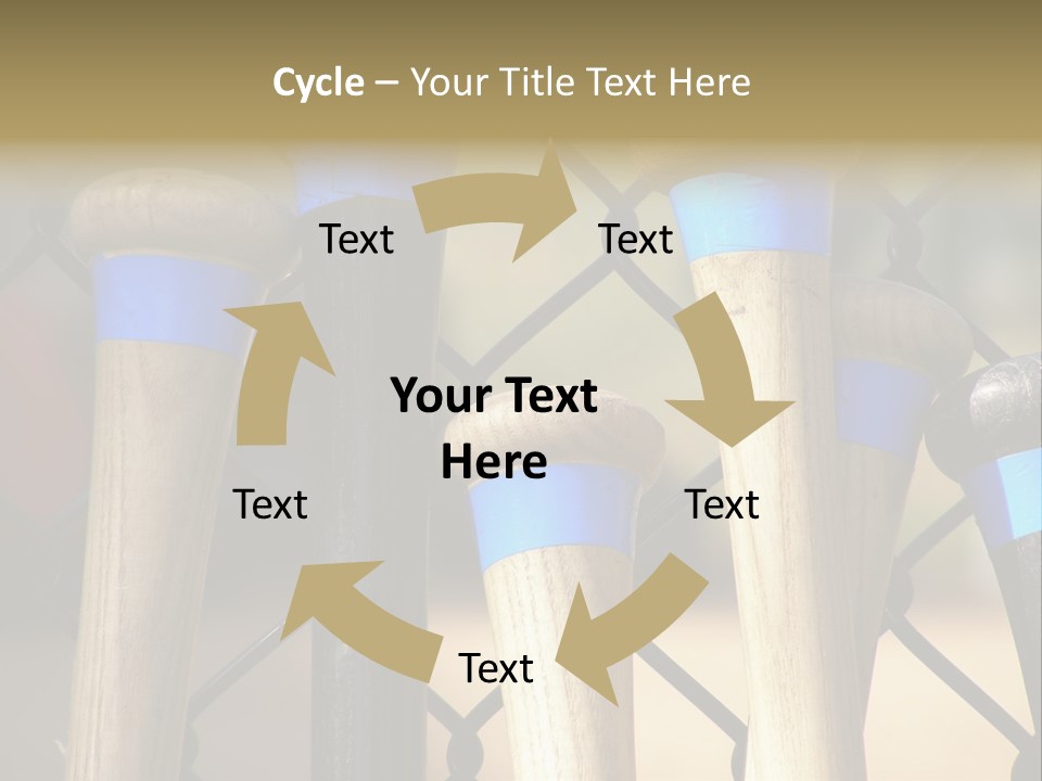 Baseball Bats Leaning Against A Batting Cage Fence. PowerPoint Template