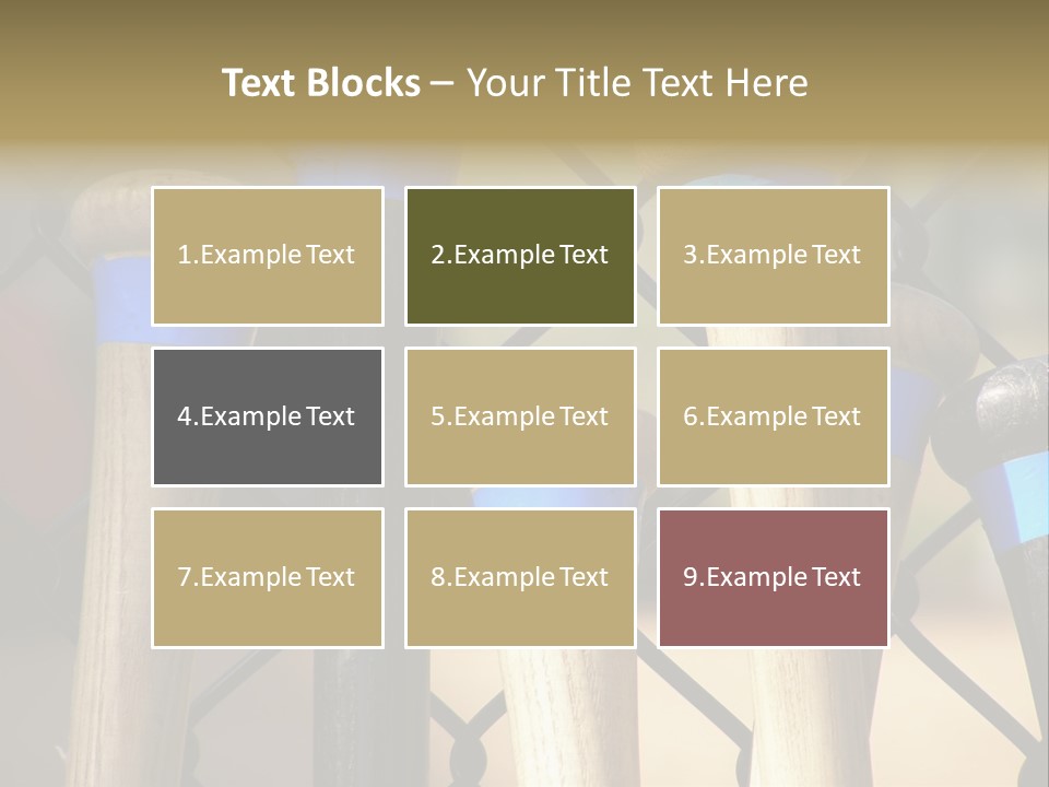 Baseball Bats Leaning Against A Batting Cage Fence. PowerPoint Template