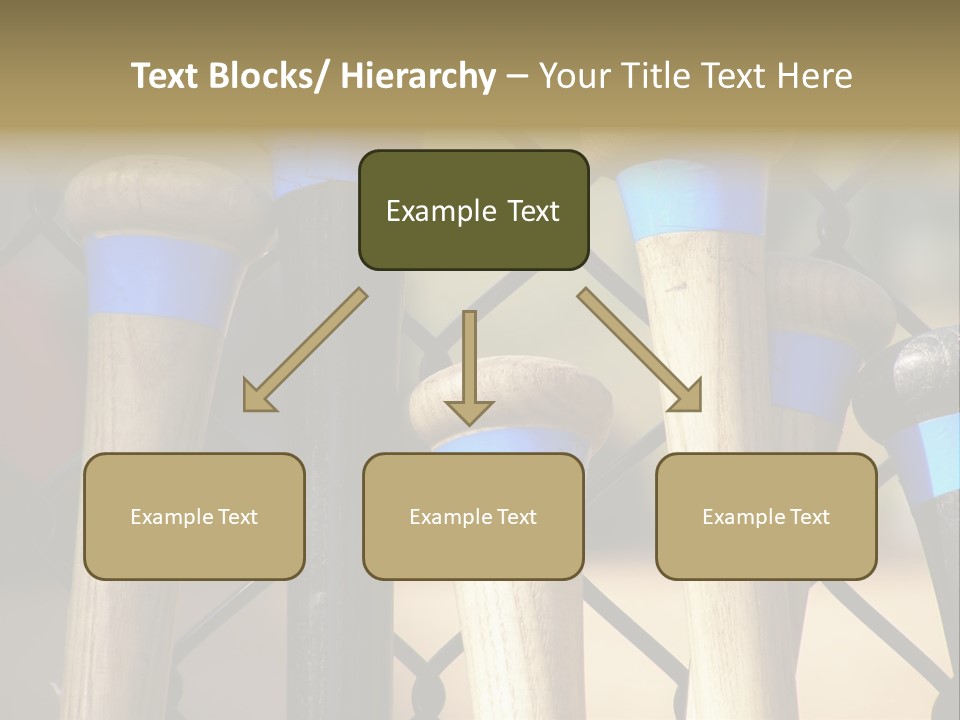 Baseball Bats Leaning Against A Batting Cage Fence. PowerPoint Template