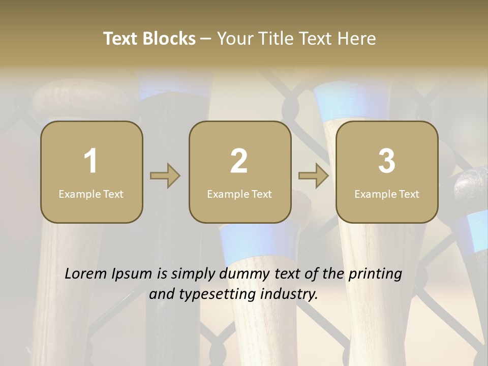 Baseball Bats Leaning Against A Batting Cage Fence. PowerPoint Template
