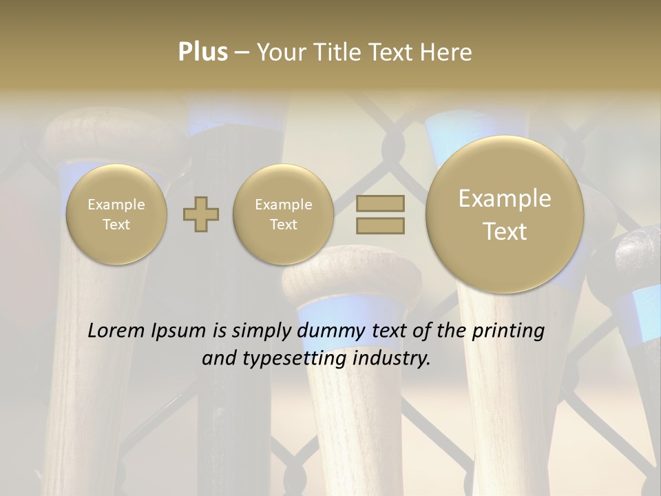 Baseball Bats Leaning Against A Batting Cage Fence. PowerPoint Template