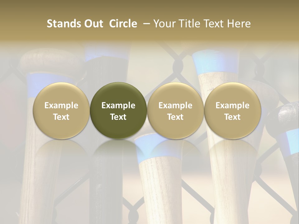 Baseball Bats Leaning Against A Batting Cage Fence. PowerPoint Template