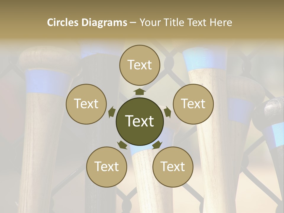 Baseball Bats Leaning Against A Batting Cage Fence. PowerPoint Template