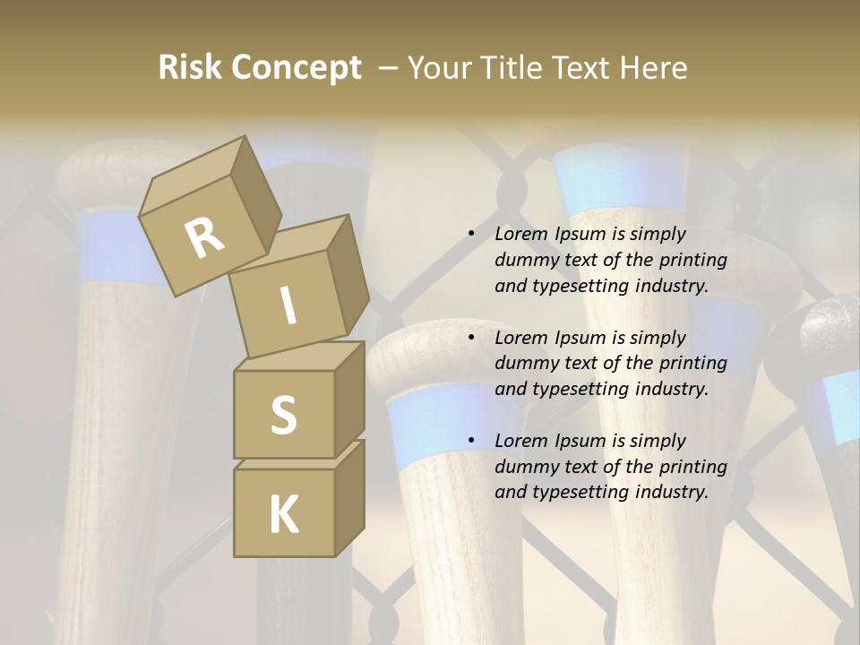 Baseball Bats Leaning Against A Batting Cage Fence. PowerPoint Template