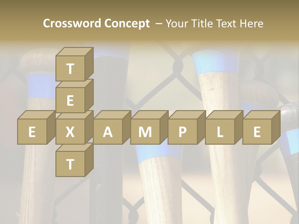 Baseball Bats Leaning Against A Batting Cage Fence. PowerPoint Template