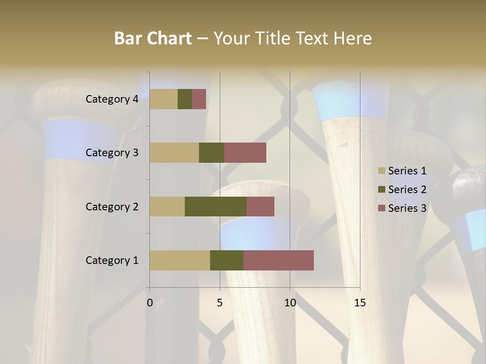 Baseball Bats Leaning Against A Batting Cage Fence. PowerPoint Template