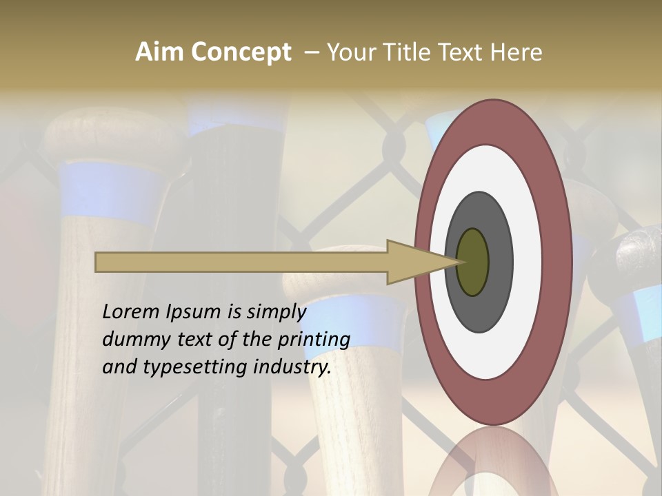 Baseball Bats Leaning Against A Batting Cage Fence. PowerPoint Template