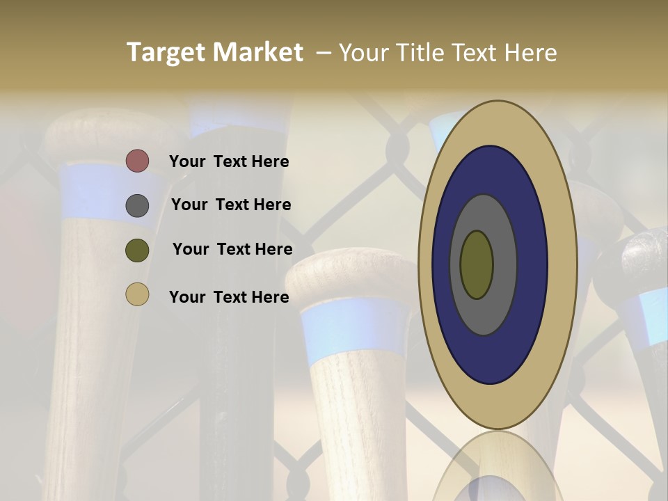 Baseball Bats Leaning Against A Batting Cage Fence. PowerPoint Template