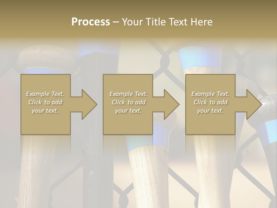Baseball Bats Leaning Against A Batting Cage Fence. PowerPoint Template