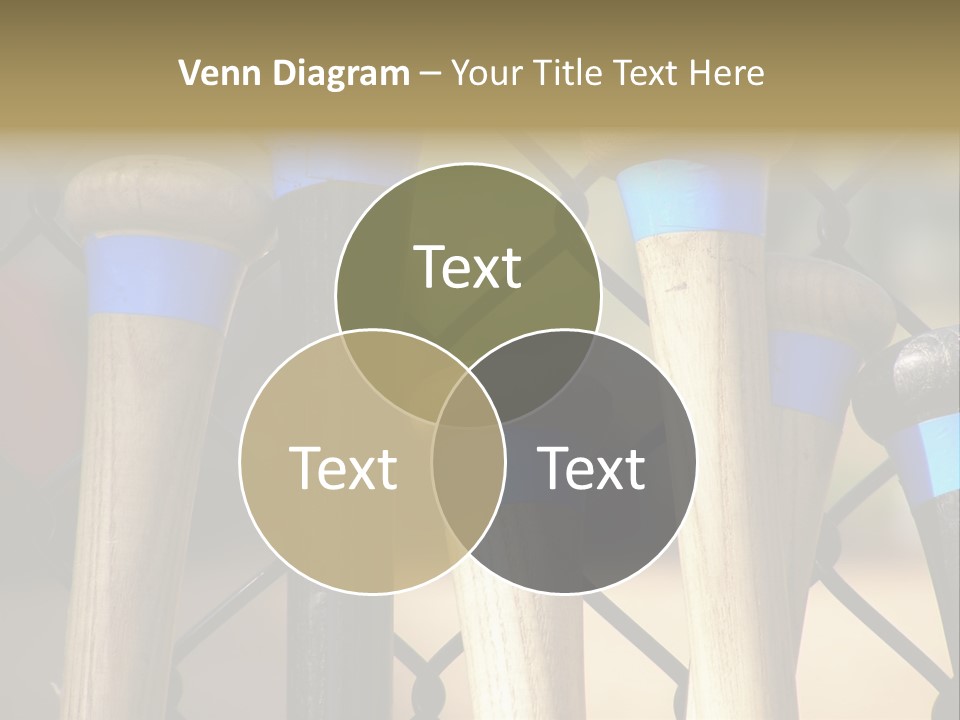 Baseball Bats Leaning Against A Batting Cage Fence. PowerPoint Template