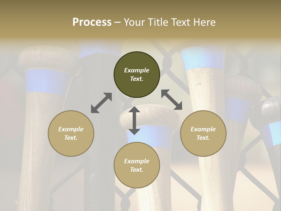 Baseball Bats Leaning Against A Batting Cage Fence. PowerPoint Template