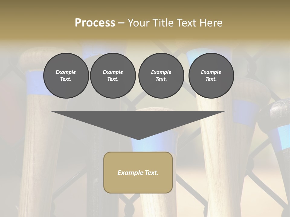Baseball Bats Leaning Against A Batting Cage Fence. PowerPoint Template