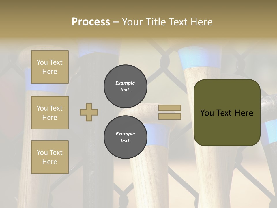 Baseball Bats Leaning Against A Batting Cage Fence. PowerPoint Template