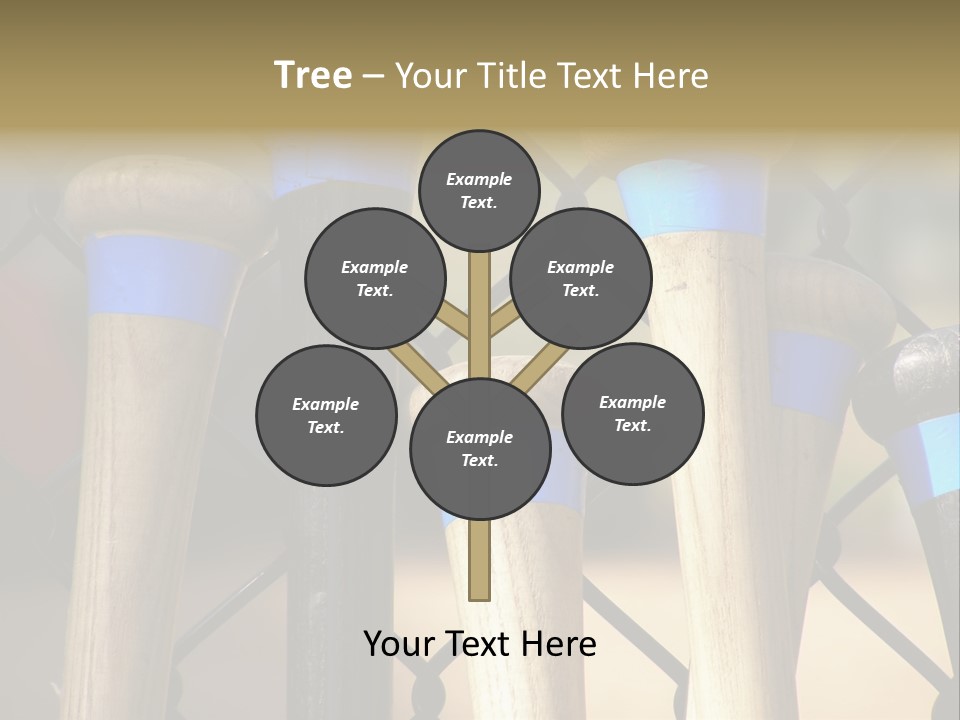 Baseball Bats Leaning Against A Batting Cage Fence. PowerPoint Template