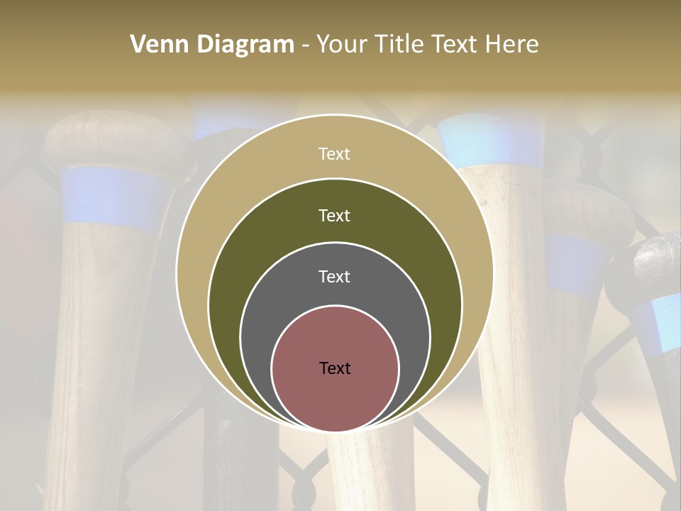 Baseball Bats Leaning Against A Batting Cage Fence. PowerPoint Template
