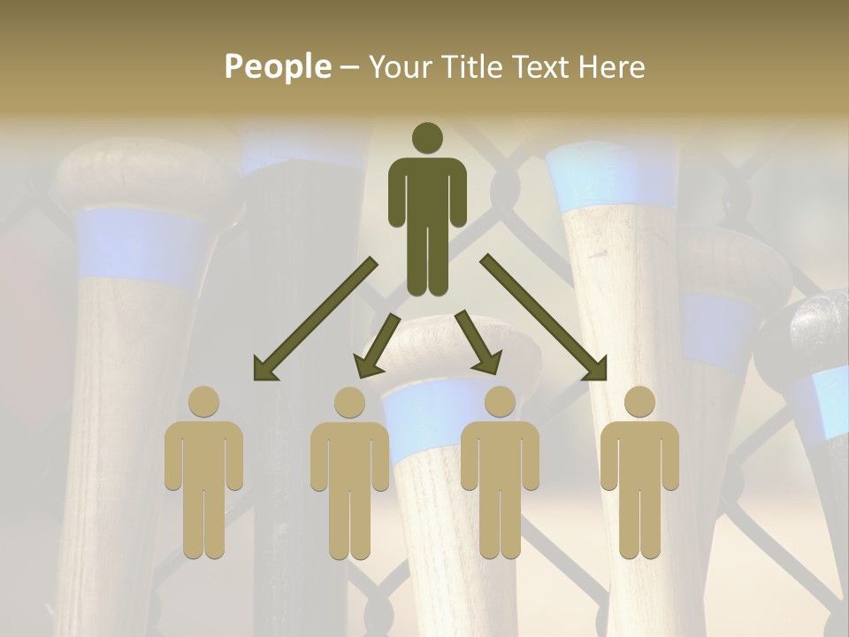 Baseball Bats Leaning Against A Batting Cage Fence. PowerPoint Template