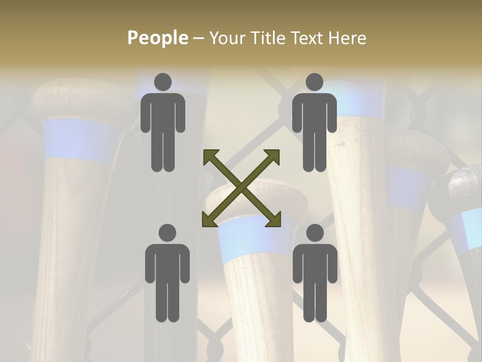 Baseball Bats Leaning Against A Batting Cage Fence. PowerPoint Template