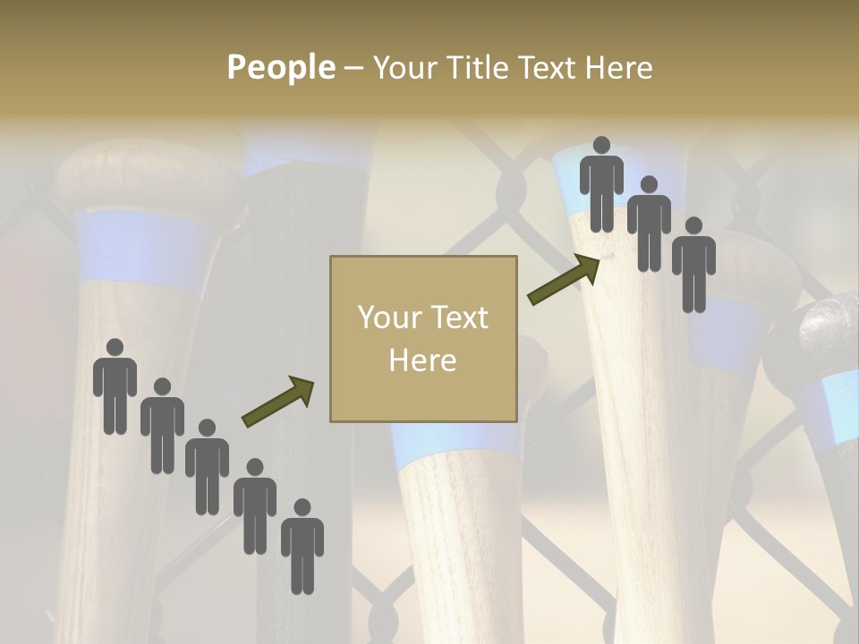 Baseball Bats Leaning Against A Batting Cage Fence. PowerPoint Template