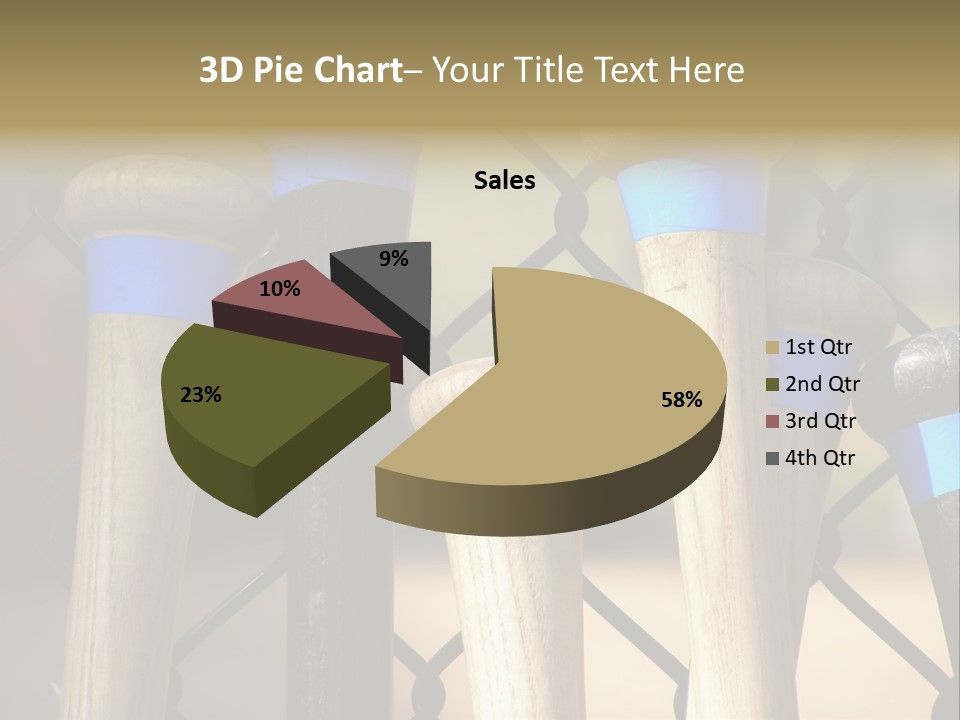 Baseball Bats Leaning Against A Batting Cage Fence. PowerPoint Template