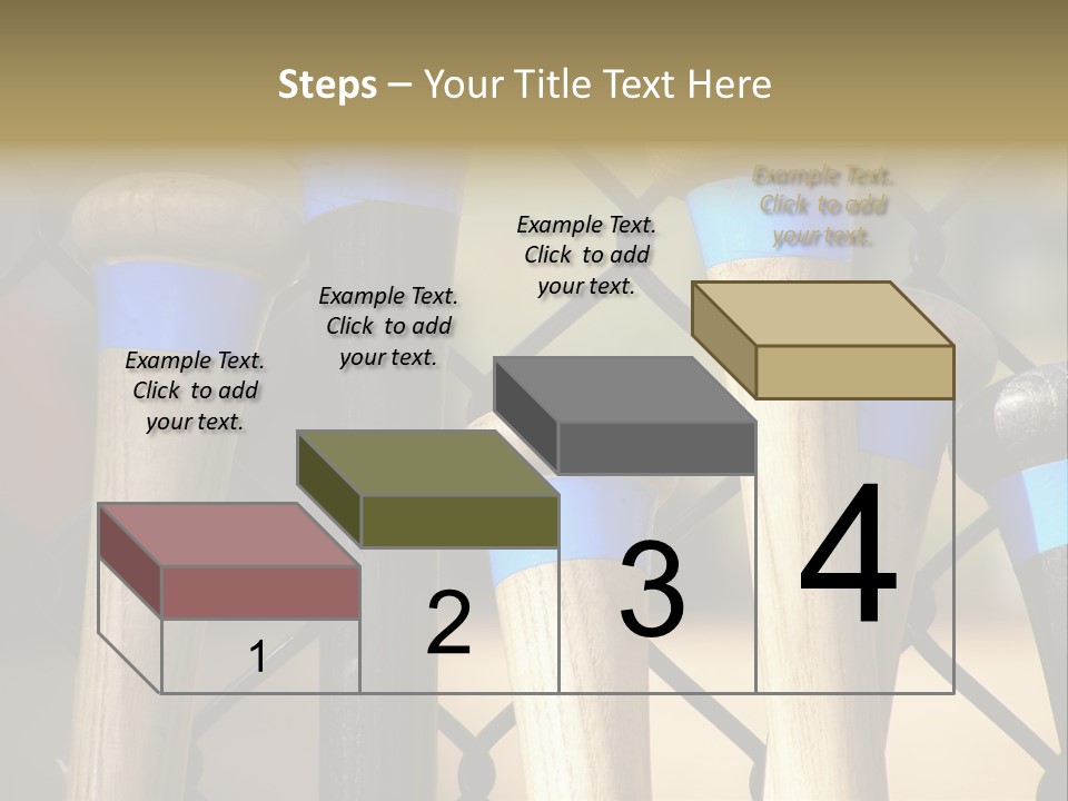 Baseball Bats Leaning Against A Batting Cage Fence. PowerPoint Template