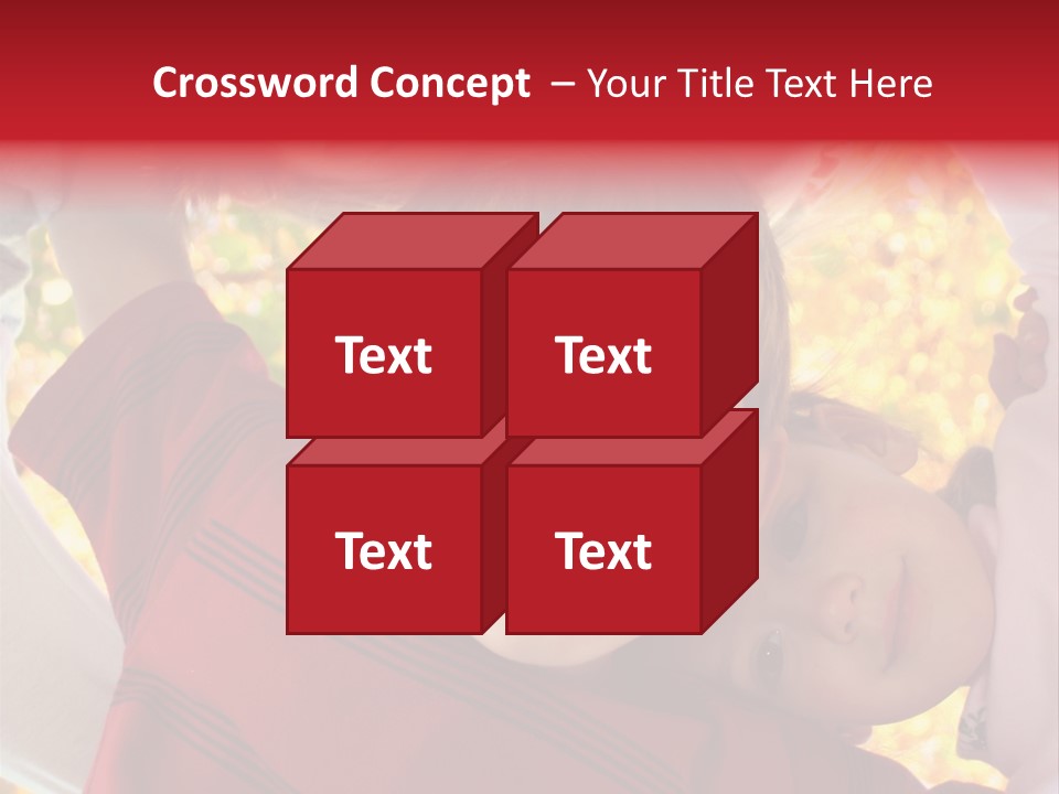 Four Smiling Children In Huddle On Autumn Day With Boy Prominent PowerPoint Template