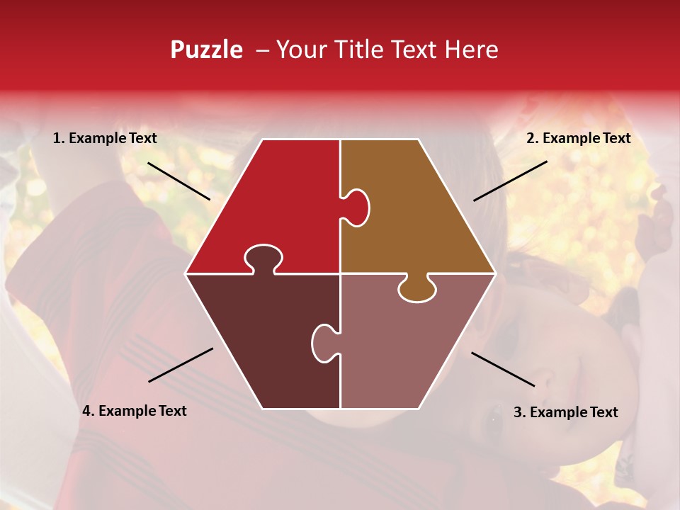 Four Smiling Children In Huddle On Autumn Day With Boy Prominent PowerPoint Template