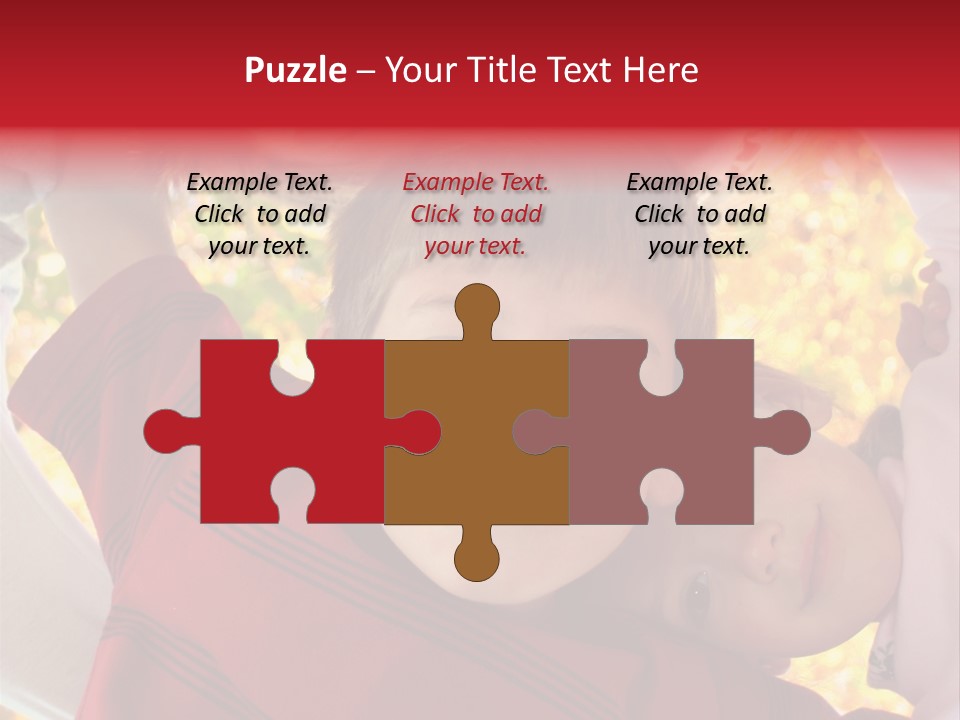 Four Smiling Children In Huddle On Autumn Day With Boy Prominent PowerPoint Template