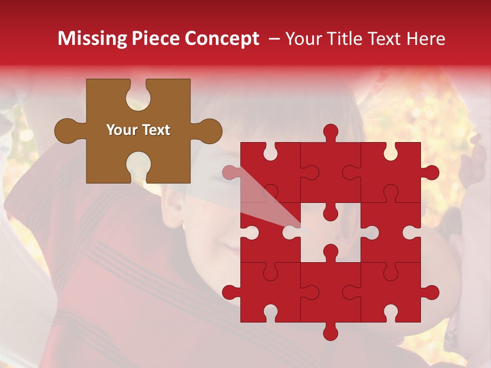 Four Smiling Children In Huddle On Autumn Day With Boy Prominent PowerPoint Template