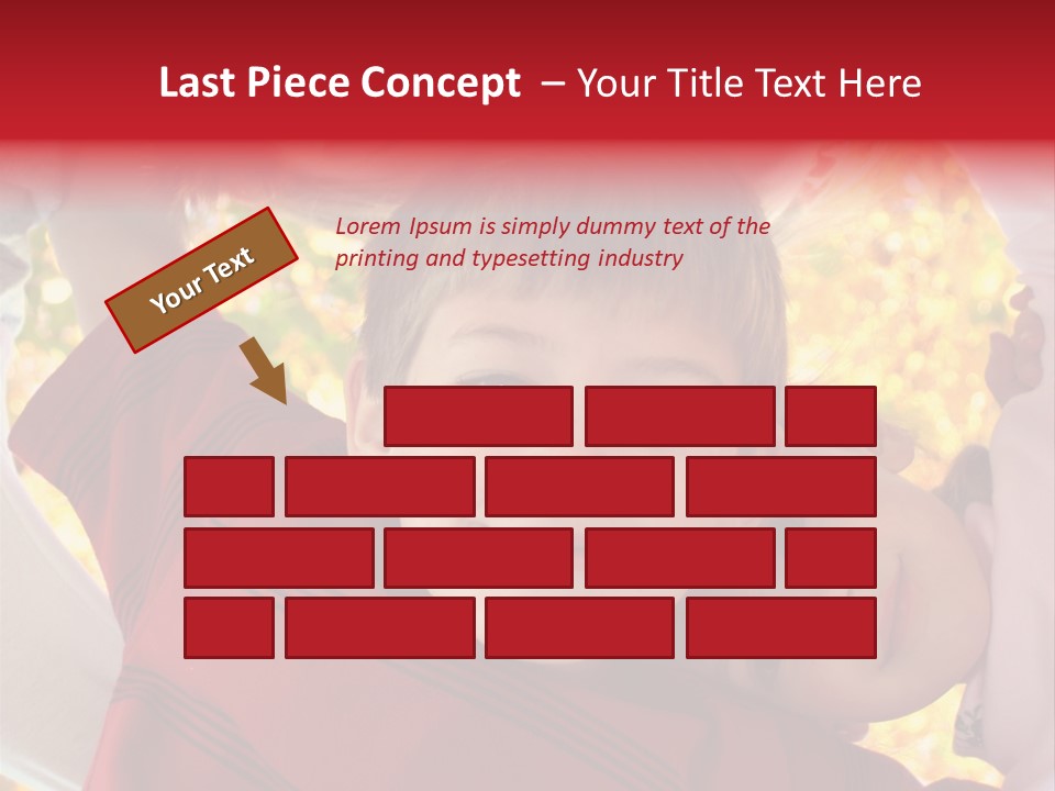 Four Smiling Children In Huddle On Autumn Day With Boy Prominent PowerPoint Template