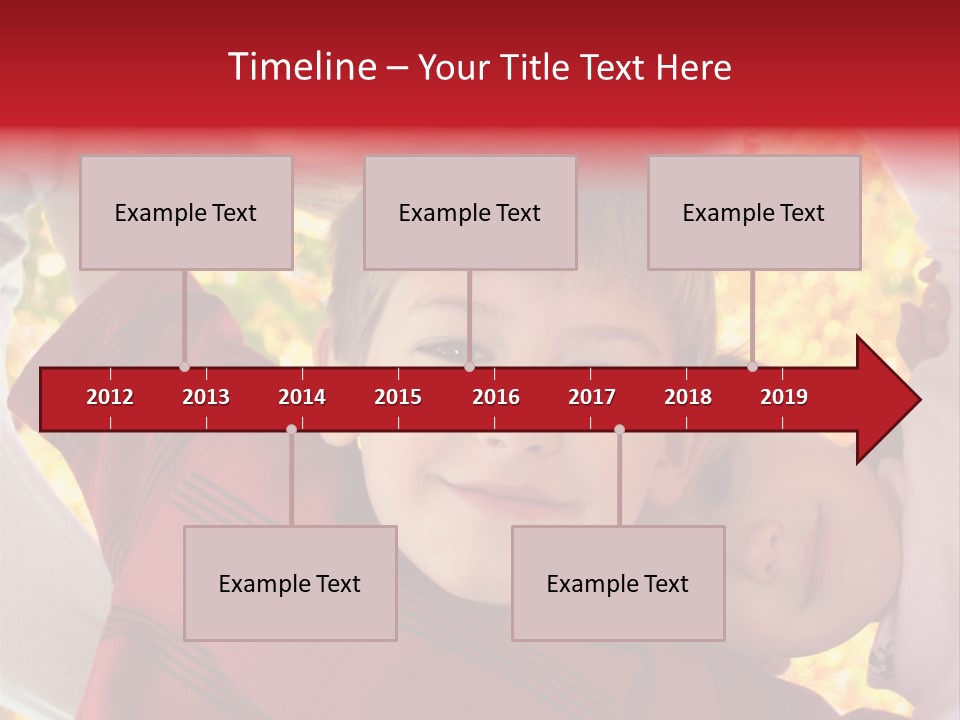 Four Smiling Children In Huddle On Autumn Day With Boy Prominent PowerPoint Template