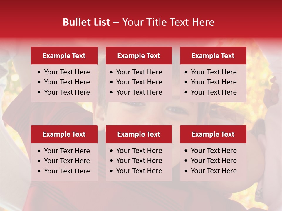 Four Smiling Children In Huddle On Autumn Day With Boy Prominent PowerPoint Template