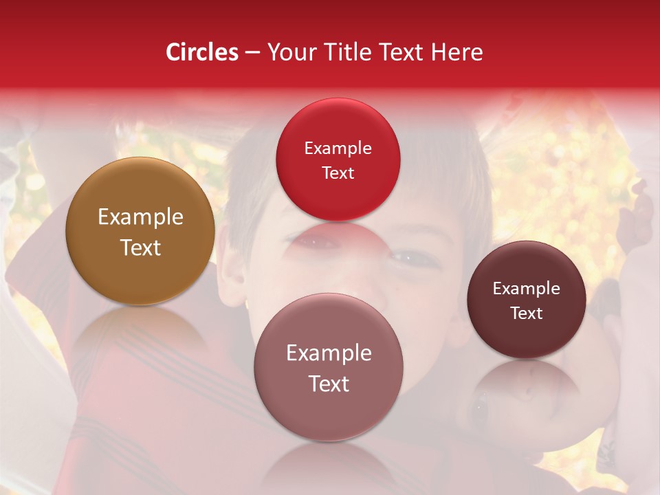 Four Smiling Children In Huddle On Autumn Day With Boy Prominent PowerPoint Template